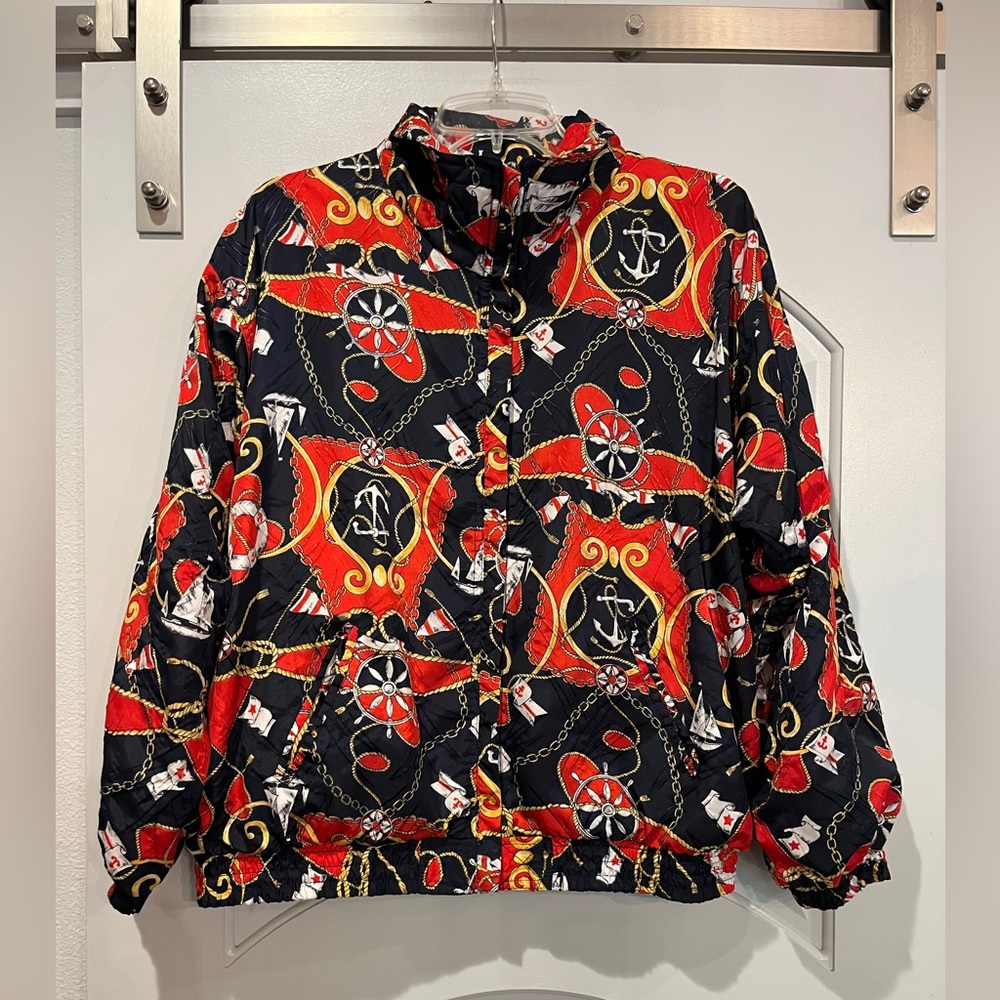 Sold Vintage nautical sailing yacht style graphic windbreaker jacket. GUC!